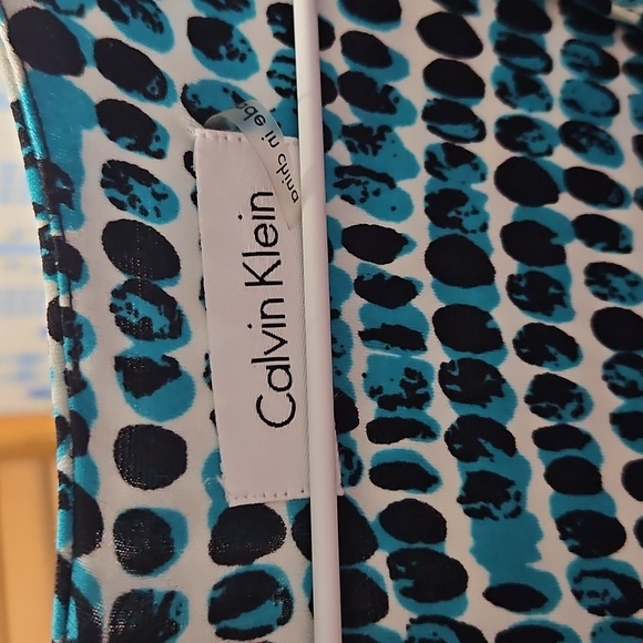 Calvin Klein Blue and Black Ruched Faux Wrap Dress - Size Small - EUC - Picture 3 of 4